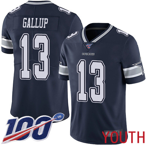 Youth Dallas Cowboys Limited Navy Blue Michael Gallup Home #13 100th Season Vapor Untouchable NFL Jersey